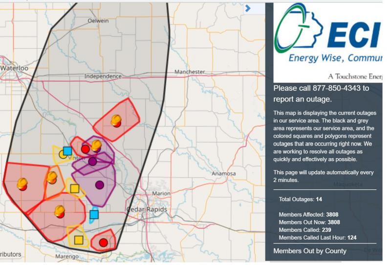 8/10/20 Storm Restoration Updates EastCentral Iowa Rural Electric